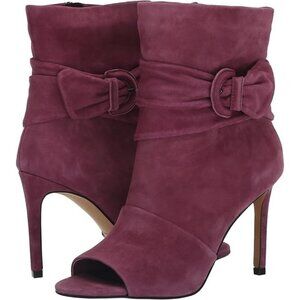 Vince Camuto Antaya Jam Suede Leather Dress Booties Open Toe SZ 7.5 NEW